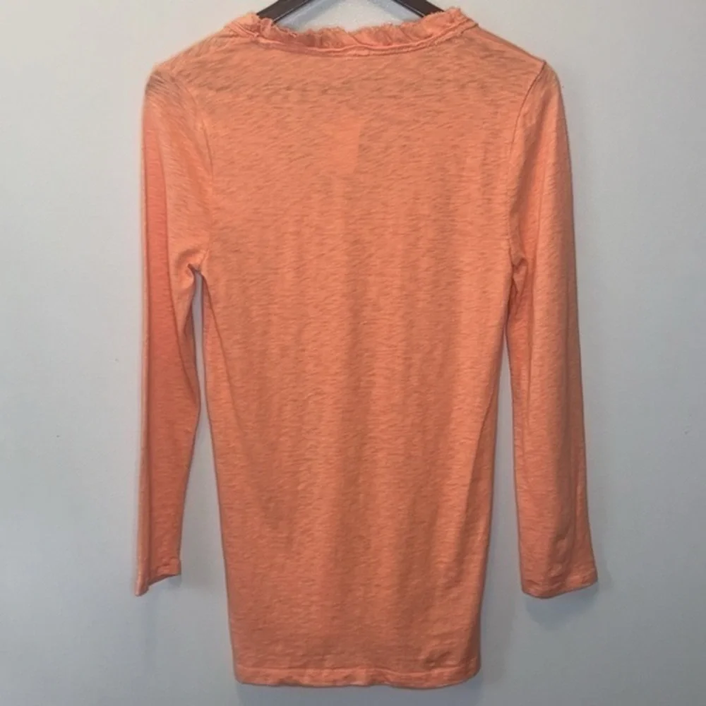 J.Crew Orange 3/4 Sleeve/ Ruffled‎ V-Neck/Blouse/ Size Medium 